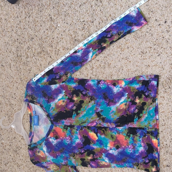 Vera Wang long sleeve tie dye multicolor top medium - Picture 4 of 7
